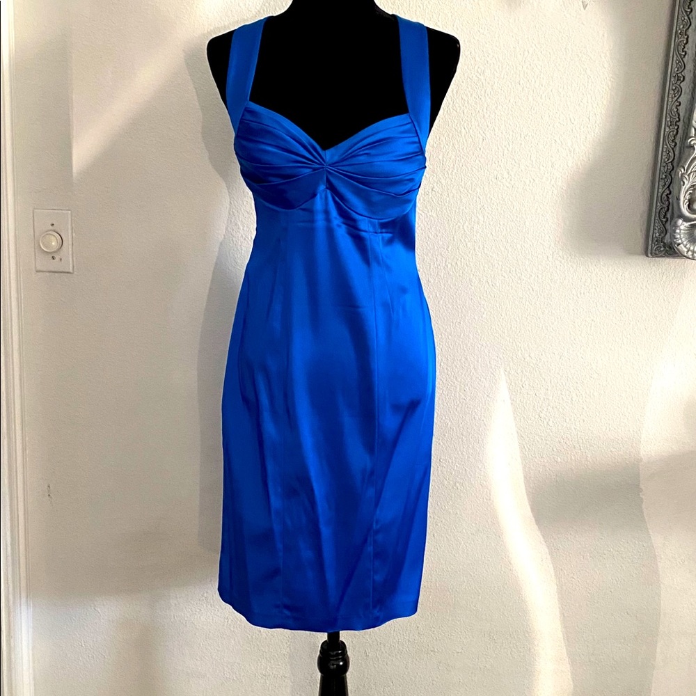 Silk mini blue dress
